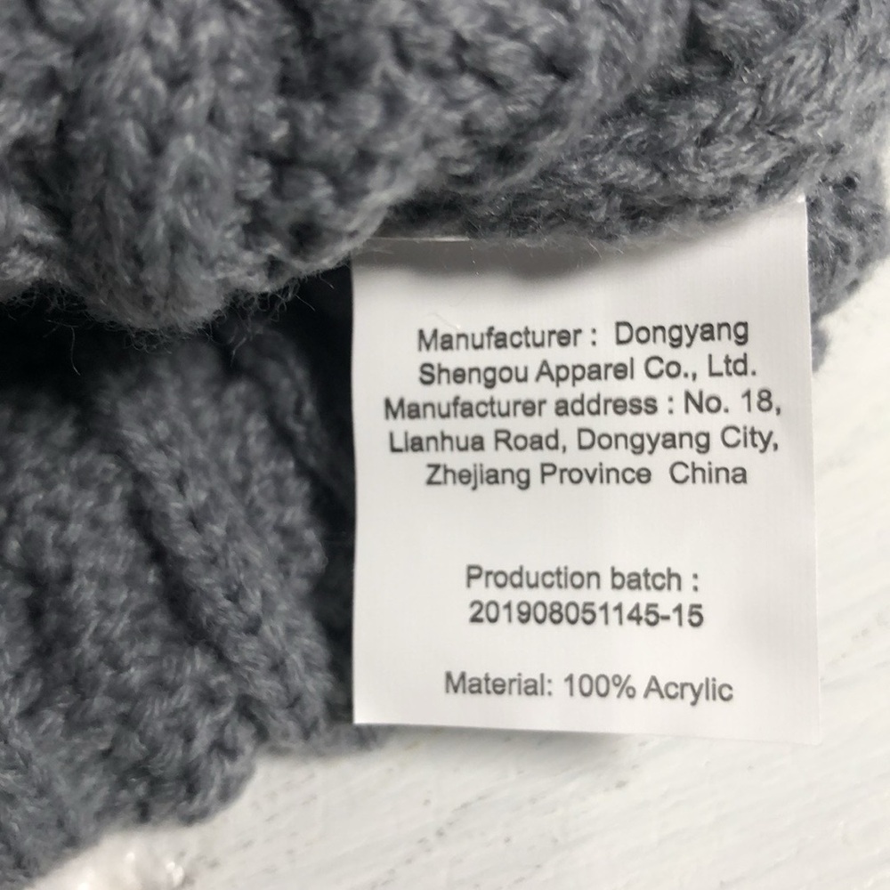Hat Infant Toddler Knitted Stretch Hat  w/ Faux Fur NWOT 3-18 Months Gray Cable - Picture 6 of 11